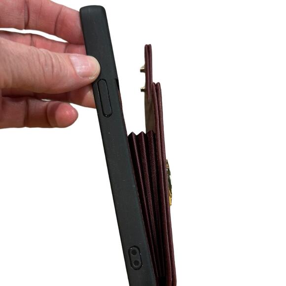 Libra Iphone 14 Pro Max Burgundy Wallet Phone Cover with Ring - Picture 7 of 7